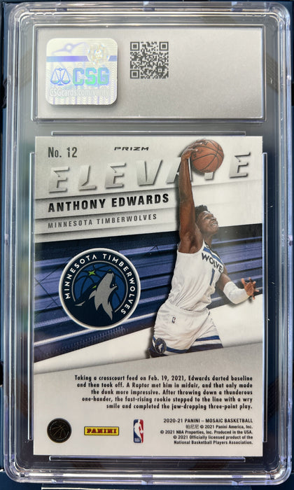 2020-21 Panini Mosaic ELEVATE ANTHONY EDWARDS #12 GREEN GEM MINT 10