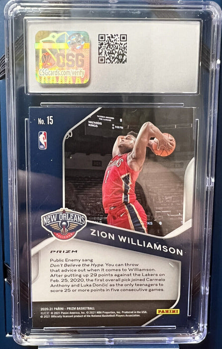 ZION WILLIAMSON 2020-21 Panini Prizm Dominance Silver Pelicans GEM MIN