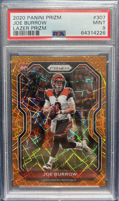 2020 Joe Burrow Panini Prizm Orange Lazer #307 PSA 9 MINT Rookie Card