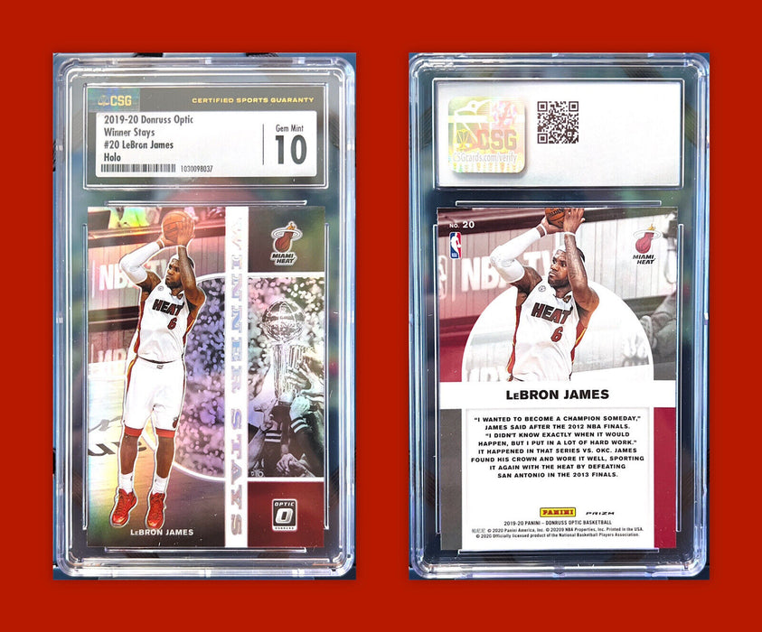 2019-20 DONRUSS OPTIC LEBRON JAMES WINNER STAYS HOLO #20 GEM MINT 10 