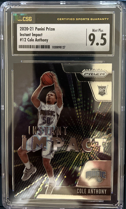 2020-21 Panini Prizm Instant Impact Cole Anthony #12 / RC 9.5 MINT PLUS