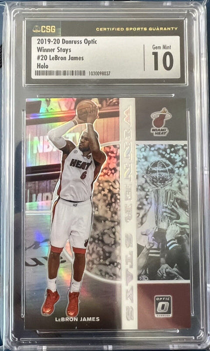 2019-20 DONRUSS OPTIC LEBRON JAMES WINNER STAYS HOLO #20 GEM MINT 10 