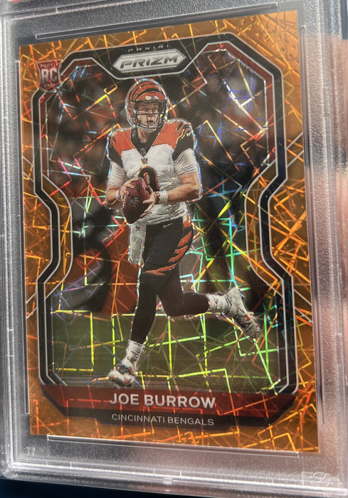 2020 Panini Prizm Joe Burrow Orange Lazer Prizm Rookie RC 307 PSA 9