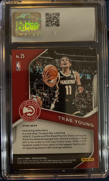 2020-21 Prizm TRAE YOUNG DOMINANCE SILVER PRIZMHOTCARD#25 GEM MINT 10