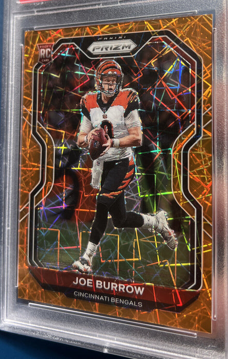 2020 Joe Burrow Panini Prizm Orange Lazer Rookie Card #307 PSA 9 MINT