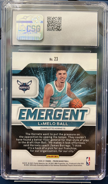 2020-21 Panini Prizm Emergent #23 / RC LaMelo Ball GEM MINT 10