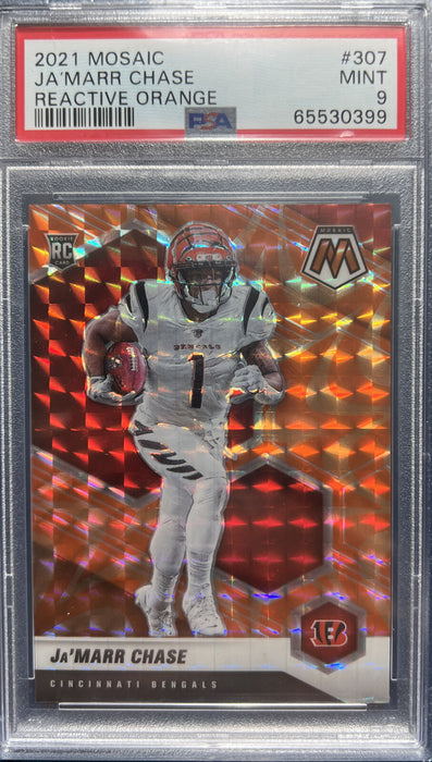 JA'MARR CHASE 2021 MOSAIC REACTIVE ORANGE #307 RC  INVEST