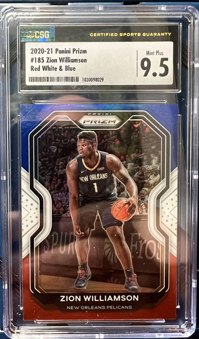 2020-21 Panini Prizm Zion Williamson Red White Blue MINT+ 9.5 INVEST