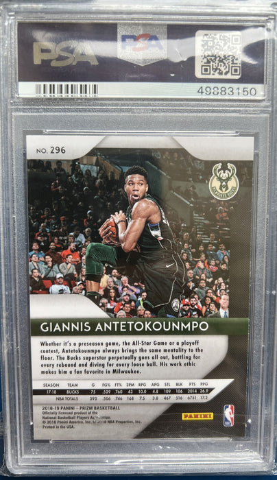 2018-19 Panini Prizm - Base #296 Giannis Antetokounmpo PSA 9