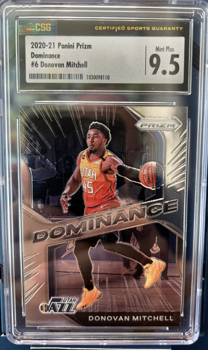 2020-21 Panini Prizm Donovan Mitchell #6 Dominance MINT+ 9.5