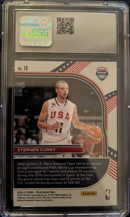 2020-21 Panini Prizm Stephen Curry USA Basketball Insert #10 N/M MINT+ 8.5