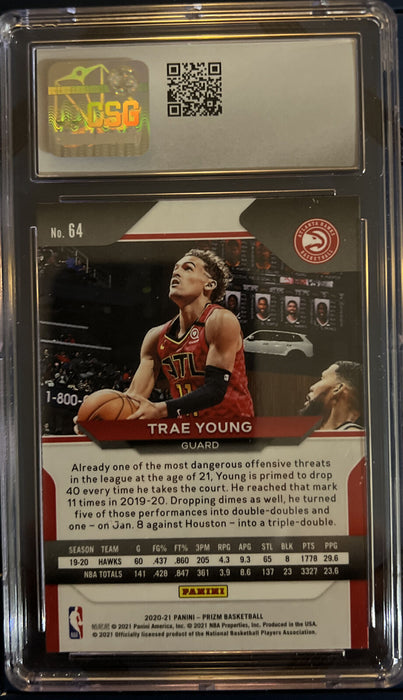 2020-21 Panini Prizm  Trae Young   #64 HAWKS  MINT PLUS 9.5!!