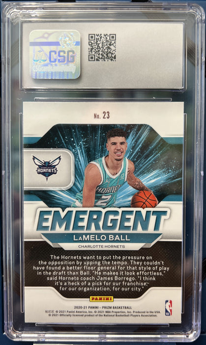 2020-21 Panini Prizm Emergent #23 / RC LaMelo Ball MINT + 9.5