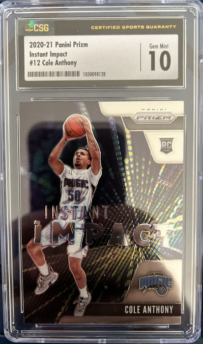 2020-21 Panini Prizm Instant Impact Cole Anthony #12 / RC  GEM MINT 10!!