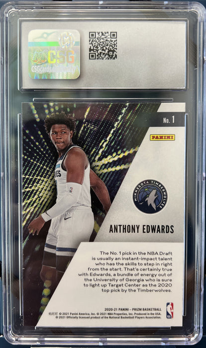 2020-21 Panini Prizm Insant Impact #1 Anthony Edwards / CSG 9.5 MINT PLUS