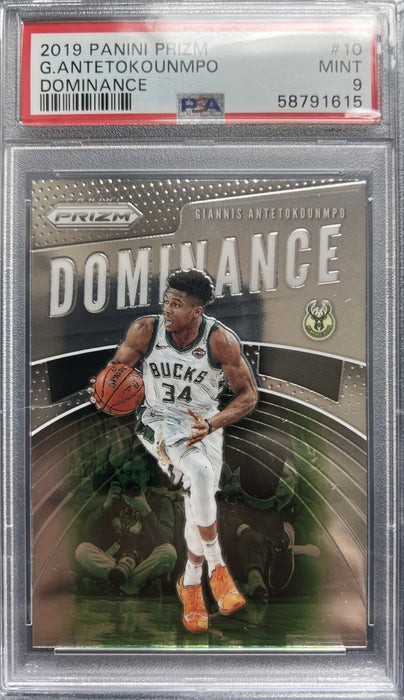 GIANNIS ANTETOKOUNMPO 2019-20 Panini Prizm Dominance #10 Bucks Greek PSA 9