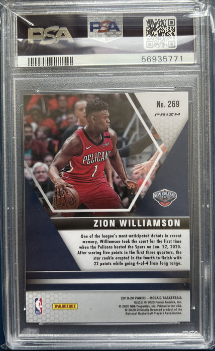 2019 Panini Mosaic Zion Williamson REACTIVE BLUE PRIZM ROOKIE PSA 10 GEM MT