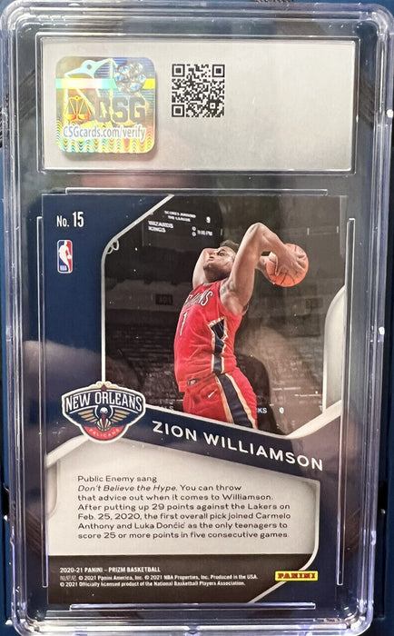 2020-21 Panini Prizm ZION WILLIAMSON DOMINANCE #15 GEM MINT 10 INVEST