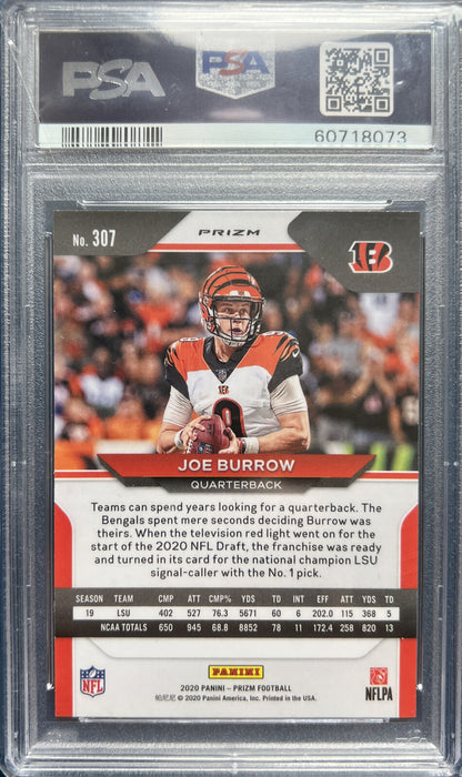 Joe Burrow 2020 Panini Prizm Orange Lazer #307 PSA 9 MINT Rookie Card