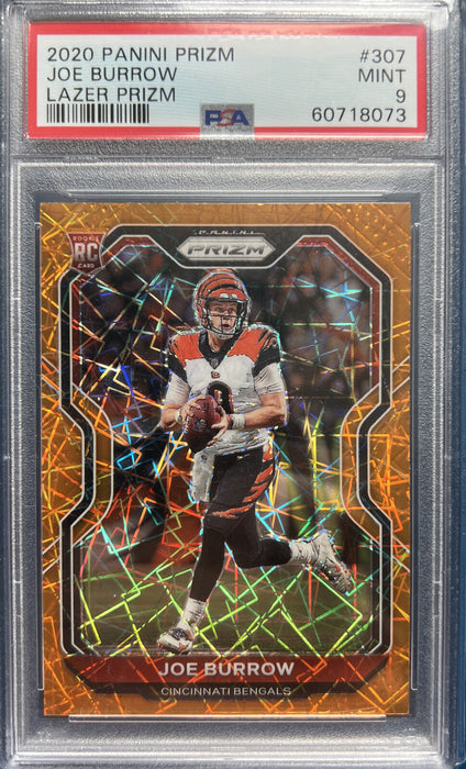 Joe Burrow 2020 Panini Prizm Orange Lazer #307 PSA 9 MINT Rookie Card