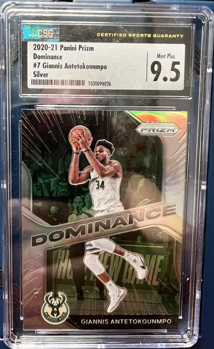 2020-21 Panini Prizm Dominance "SILVER" #7 Giannis Anteto. MINT+ 9.5